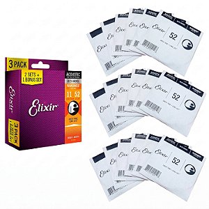 KIT 3 Encordoamento Elixir violao aço 011 bronze L3P2 16538