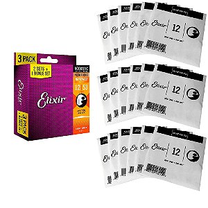 KIT 3 Encordoamento Elixir violao 012 phosphor bronze 16545