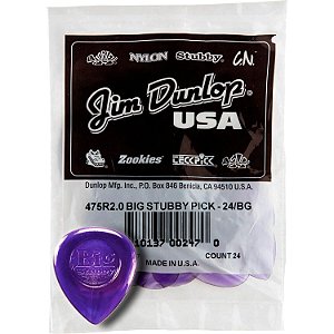 24 Palheta guitarra Big Stubby 2 mm Dunlop 475R 2.0