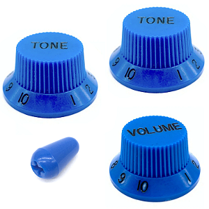 Kit Knob 1 Volume 2 Tone 1 Chave Seletora strato Azul