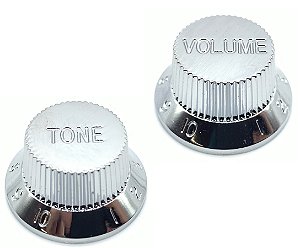 Kit Knob Plástico tone e volume guitarra strato Cromado