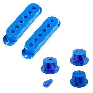 Kit 2 capinha captador 2 tone 1 knob volume ponta chave azul