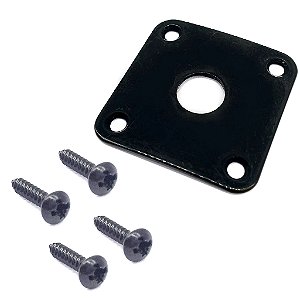 Jack plate metal curvo guitarra Les Paul PRETO + parafusos