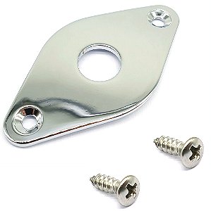 Jack plate losango curvo guitarra CJF Cromado + parafusos