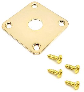 Jack plate quadrado curvo guitarra DOURADO LJCH e parafusos