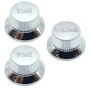KIT 3 Knob Plástico Tone Guitarra Strato PSTT + PSVV Cromado