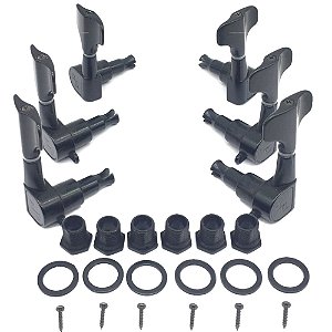 JG Tarraxa baixo 6 cordas 3x3 preto JB61 BK blindada quadrad