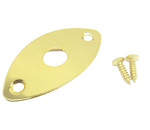 Jack Plate Canoa Oval Lisa Para Guitarra Dourada Dolphin