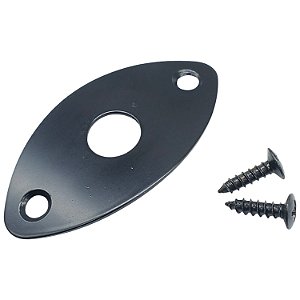 Jack plate guitarra Oval Curvo Liso preta DOLPHIN