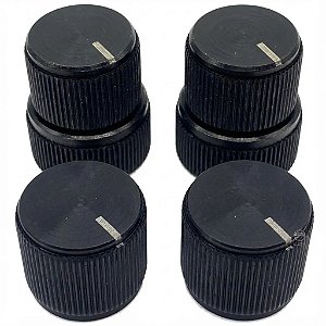 Kit 2 Knob 18mm + 2 Knob Duplo Aluminio Baixo Preto Nova