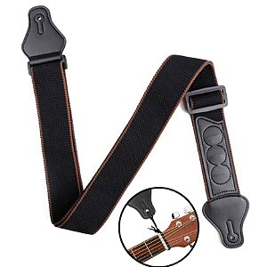 Correia BK guitarra violão alça com porta palheta MXP GS4