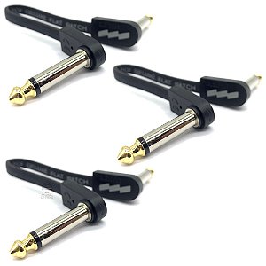 3 Cabo Pedal Flat Ebs Deluxe Patch 10cm - Kit Com 3 Cabos