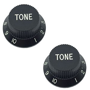 Kit 2 Knob Plástico Tone Guitarra Strato Preto DOLHIN