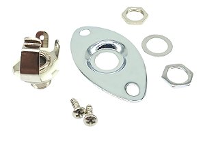 Jack Plate guitarra oval curvo olhal Cromado completo MXP600