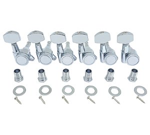 JG Tarraxa guitarra com trava Cromada 6 em linha Q400CR