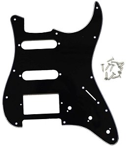 Escudo guitarra Strato HSS Preto 3 Camada BWB 11 furos MXP