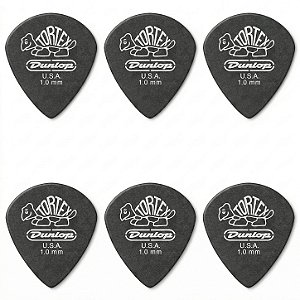 6 Palheta Dunlop Tortex 1.0 mm JAZZ III Guitarra 482R Preta