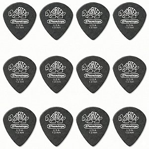 12 Palheta Dunlop Tortex 1.0 mm JAZZ III Guitarra 482R Preta