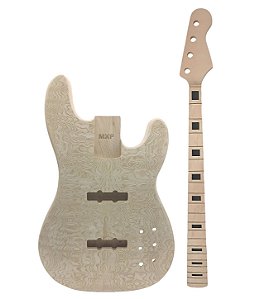 KIT corpo braço baixo 4 cordas ASH Burl sem pintura MXP