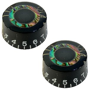 KIT 2 Knob Plástico LCB30 Preto Abalone guitarra / baixo