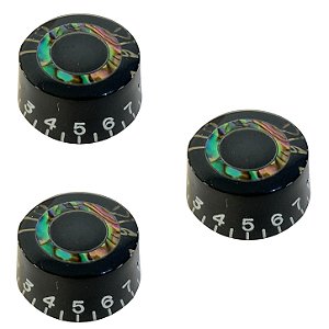 KIT 3 Knob Plástico LCB30 Preto Abalone guitarra / baixo
