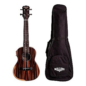 Ukulele Concert 23esc E eletrico Malibu Ebano tabaco natural