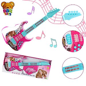 Guitarra Musical Single Star MegaStar Rosa c Luzes BBR Toys