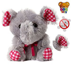 Mini Bichinho Elefante de Pelúcia Cinza e Rosa BBR Toys