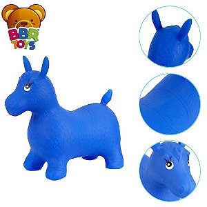 Cavalinho Upa Upa Inflável Azul Feito em Vinil BBR Toys