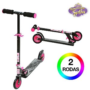 Patinete Princesa Sofia Preto e Rosa para Meninas Ajustável