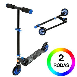 Patinete Preto e Azul para Meninos Ajustável - DM Radical