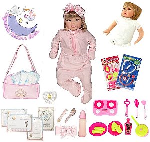 Boneca Bebe Barata Reborn Morena Baby Dolls Super Linda Rosa - Chic Outlet  - Economize com estilo!