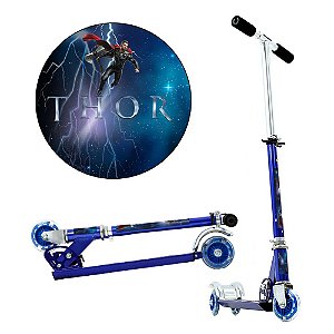 Patinete Marvel Thor 3 Rodas Infantil Azul de Alumínio