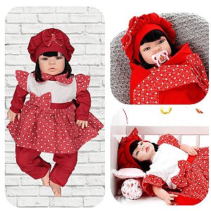 Boneca Reborn Morena Balone Vermelho 23 Itens Cegonha Dolls