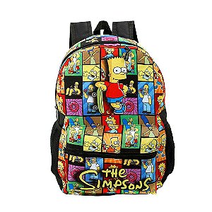 Mochila Escolar Bolsa Bart The Simpsons Preta De Costas