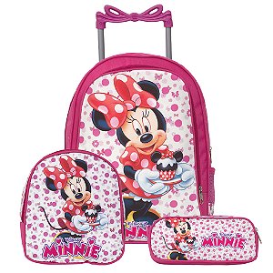 Mochila Escolar Minnie Bolsa Rodinha Kit Lancheira+Estojo