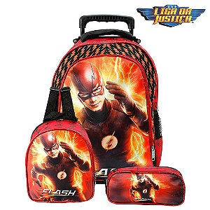 Kit Mochila Escolar Infantil Flash Liga Da Justiça Com Rodin