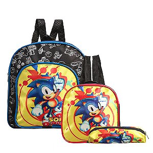 Mochila Escolar Sonic Colors SEGA Costa Kit Lancheira+Estojo