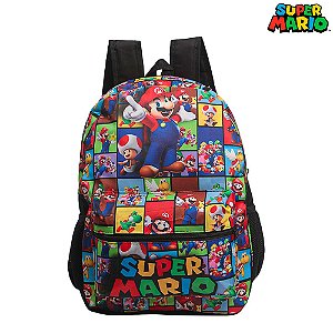 Mochila Escolar Juvenil do Super Mario De Costas