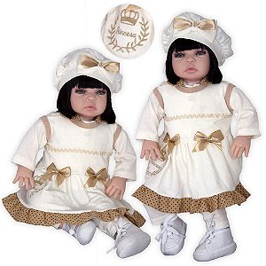 Boneca  Infantil Com Roupa de Xodo Bege Realista