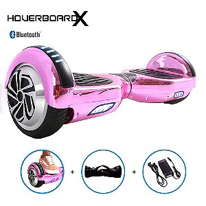 Skate Elétrico 6,5 Rosa Cromado HoverboardX Bluetooth
