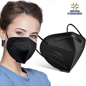 10 Máscaras Respiratórias KN95 PFF2 WWDoll 5 Camadas Preta