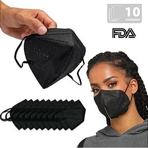Kit Máscaras KN95 N95 Preta de Proteção Facial FFP2