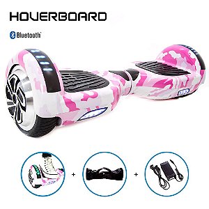 Hoverboard 6,5" Rosa Militar Skate Smart Balance Com Bolsa