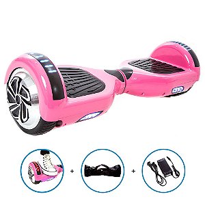 Skate Elétrico 6,5 Rosa Hoverboard com Bluetooth e Bolsa