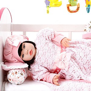 Boneca Bebe Barata Reborn Morena Baby Dolls Super Linda Rosa - Chic Outlet  - Economize com estilo!