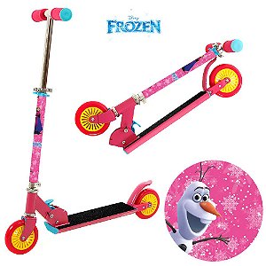 Patinete Frozen 2 Rodas Infantil de Menina Rosa e Amarelo