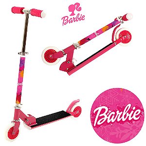 Patinete de Metal Barbie Infantil para Meninas Rosa 2 Rodas