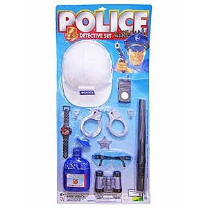 Brinquedo Kit Infantil Policial Super Detetive com Capacete