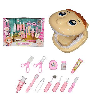Brinquedo Kit Dentista Grande para Meninas Rosa - Fênix